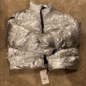 Fabletics silver puffer jacket, never worn